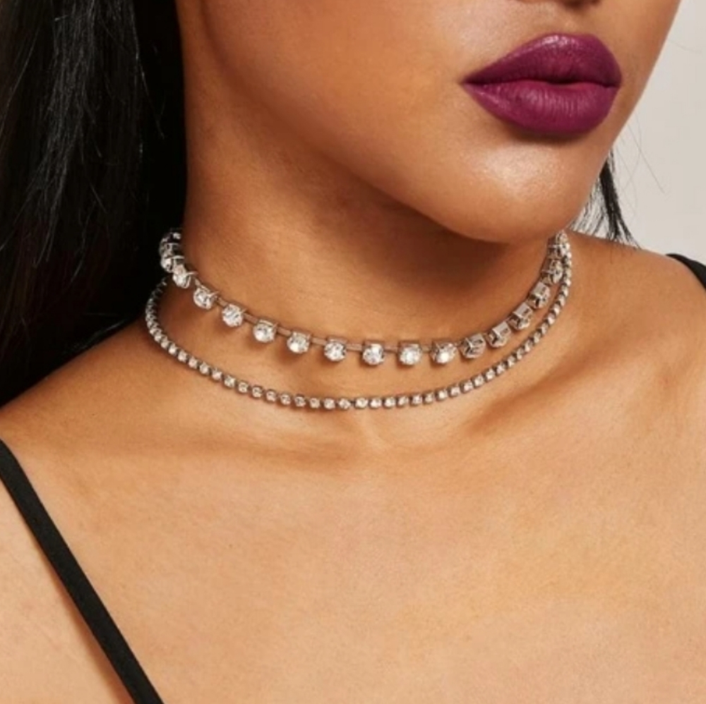 💎 GLAMOROUS RHINESTONE TWO PIECE CHOKER
